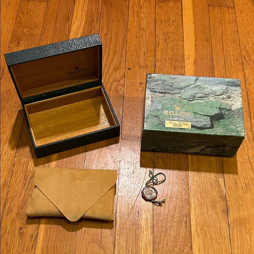 Rolex Green and Tan Watch Box Set